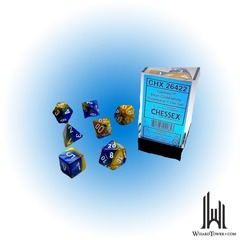 Gemini - Polyhedral 7-Die Set - Blue-Gold / White